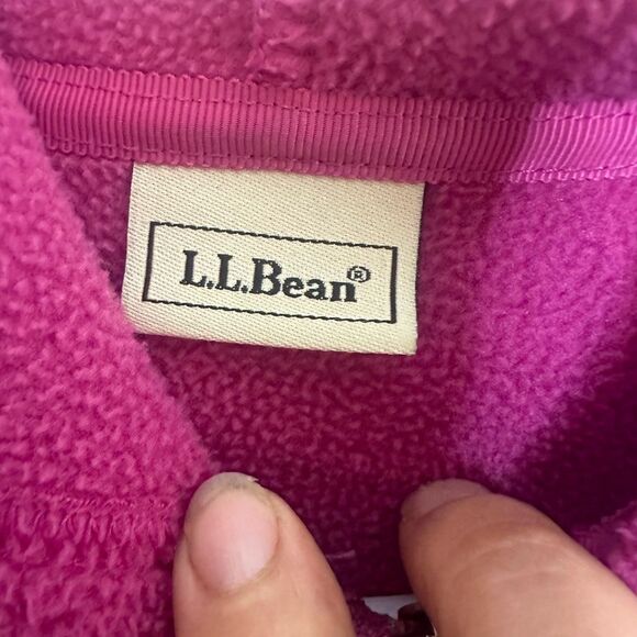 LL BEAN Pink Fleece Jacket with Hood M - Picture 2 of 4